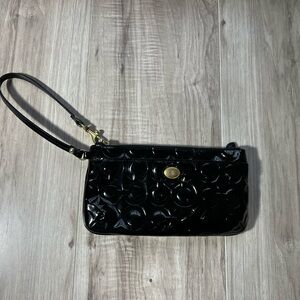 Coach Black Embossed Wristlet